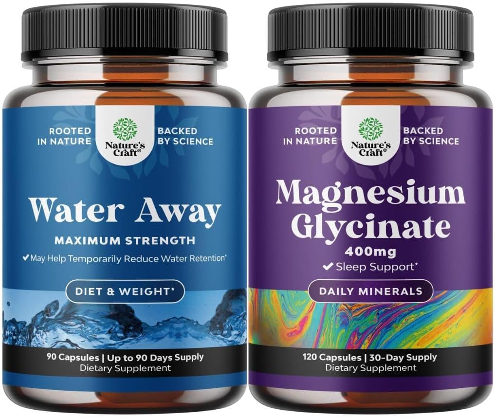 Water Away Pills'in Garantisi – Herbal Diuretic Pills for Water Retention for Fast Acting Bloating Relief and Pure Magnezyum Glycinate 400mg Per Mood Sleep and Relaxation için hizmet ediyor