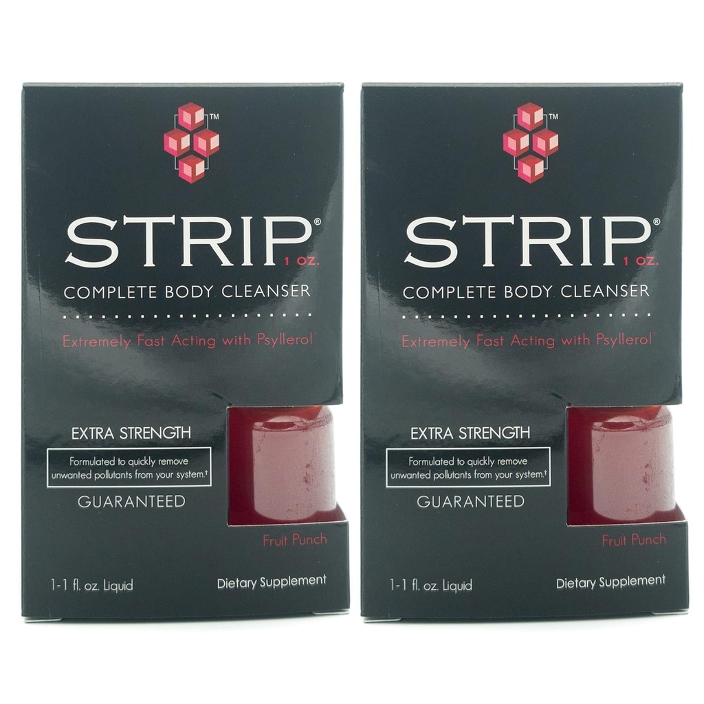 Wellgenix Strip Natural Detox Cleanser Fruit Punch Concentrated Extra Strength 1oz (2 Pack)