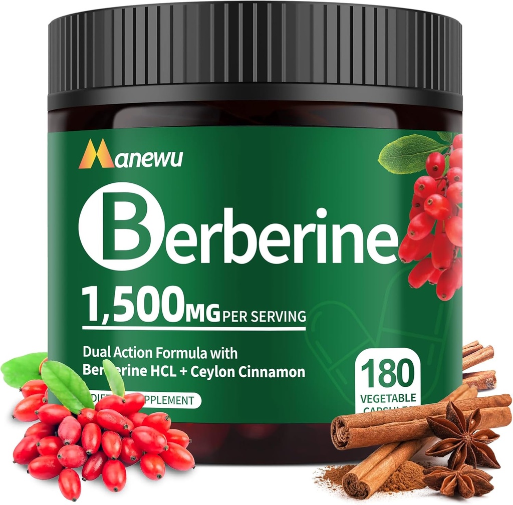 Organik Berberine Supplement - Ceylon Cinnamon & Citrus Bergamot,Cinnamon Supplements,Berberine 1500 mg Complex, 3-Month Supply