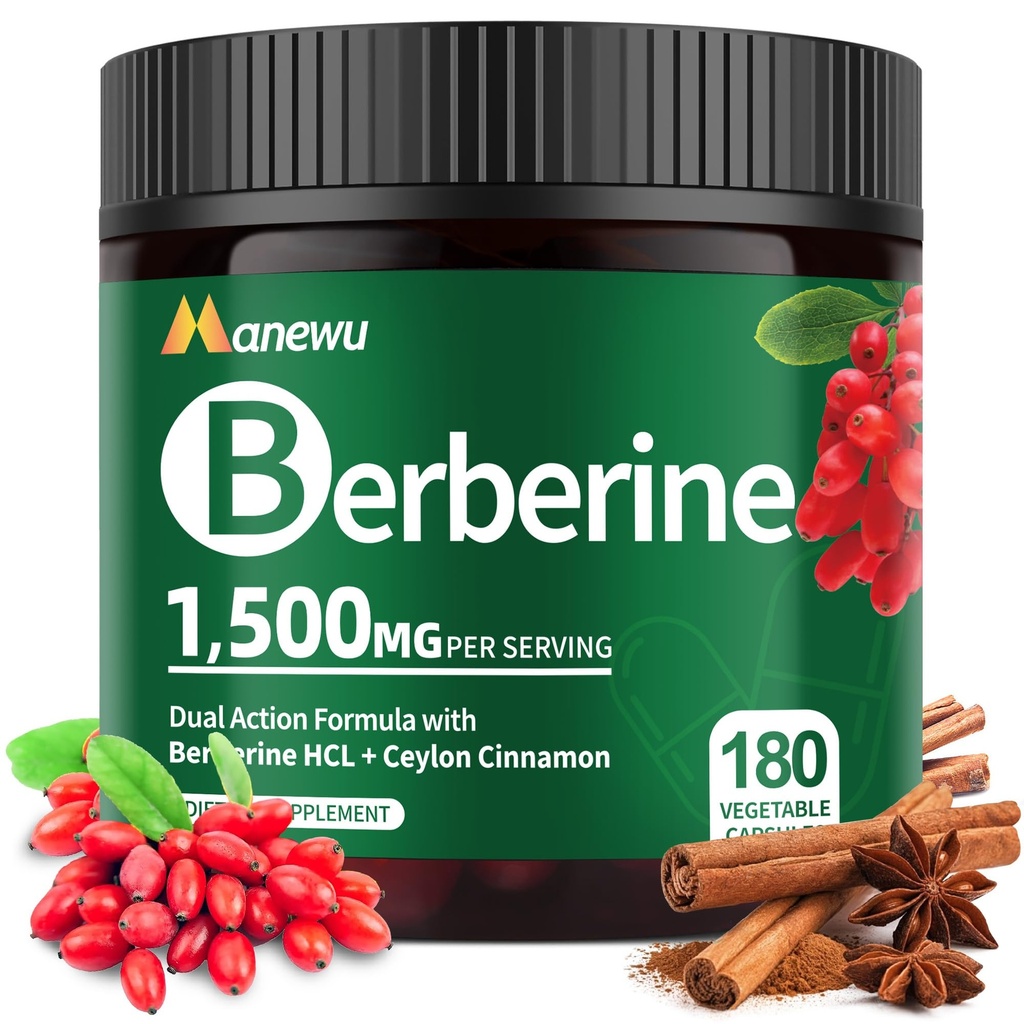 Organik Berberine Supplement - Ceylon Cinnamon & Citrus Bergamot,Cinnamon Supplements,Berberine 1500 mg Complex, 3-Month Supply