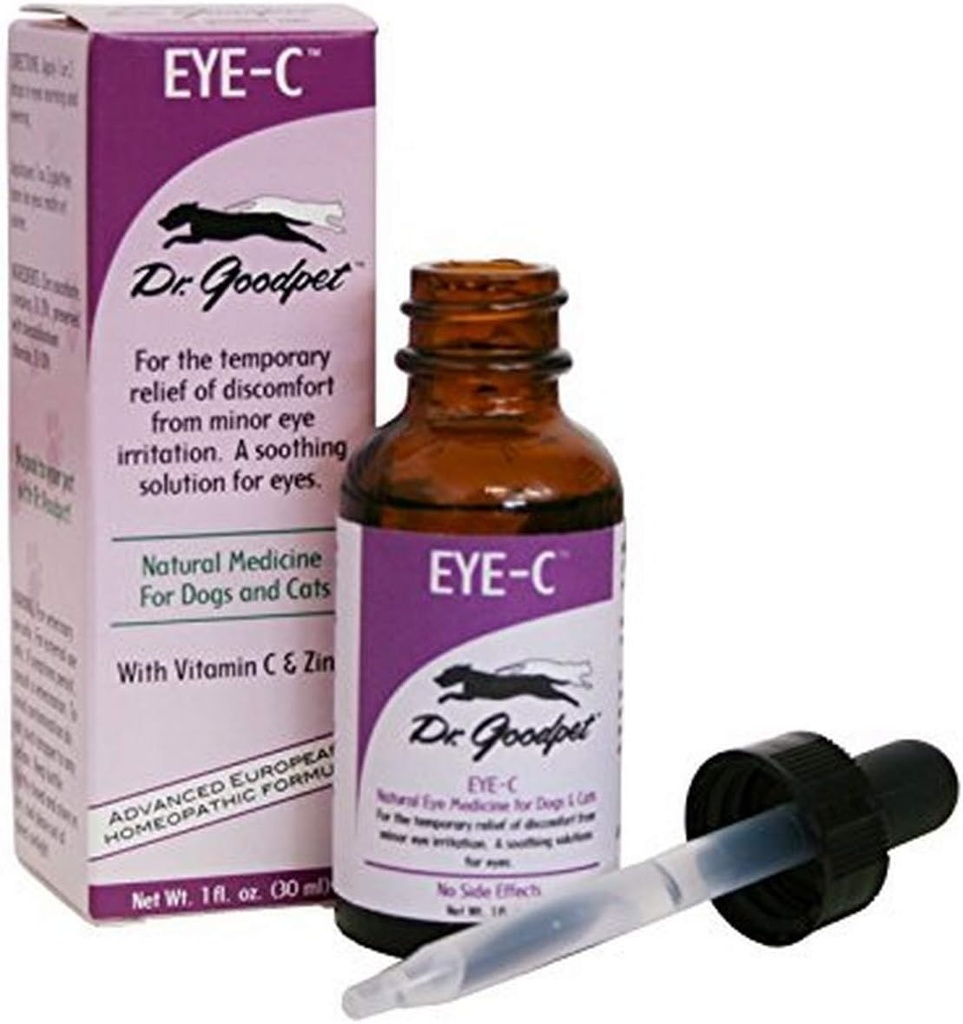 Dr. Goodpet Eye-C All-Doğal Eye Drops for Dogs, Cats, Horses, Small Animal Hayvanlar | Human Quality çinko & Vitamin C | Üstün to Eye | Soothes, Moistizes ve Helps Irritation | Made in the USA