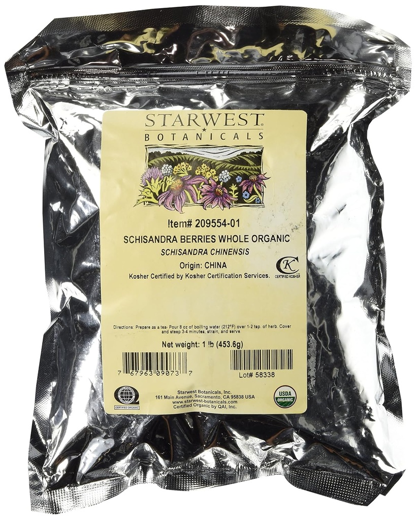 Starwest Botaniks Organik Schisandra Berry Tüm, 1 Pound