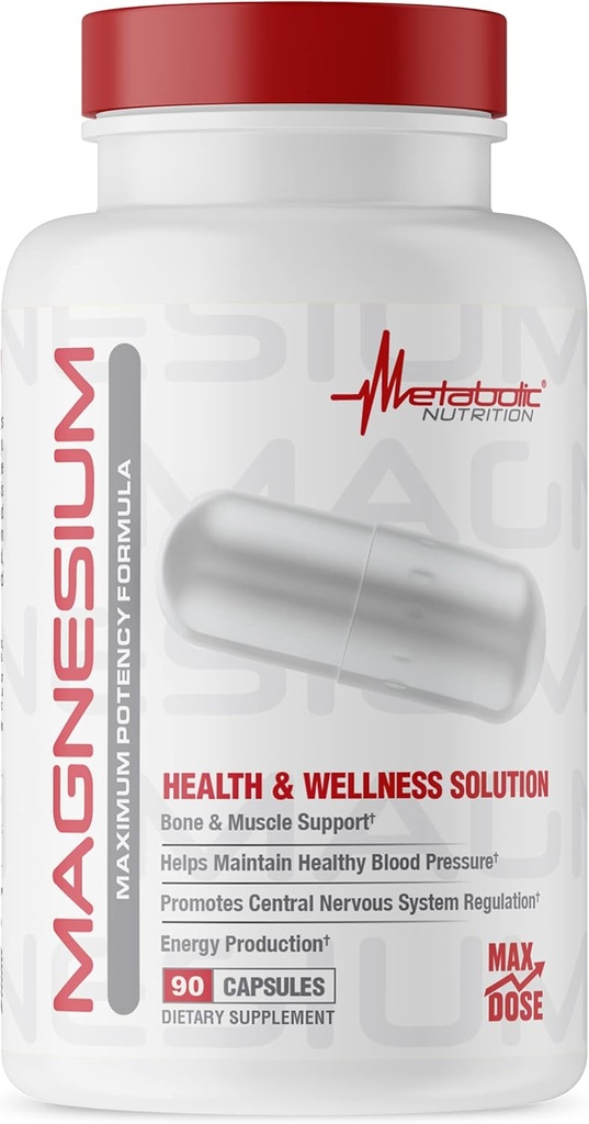 Metabolik Beslenme Magnezyum, hizmet başına 650 mg, Non-GMO, Vegan, Gluten Free, 90 Capsules
