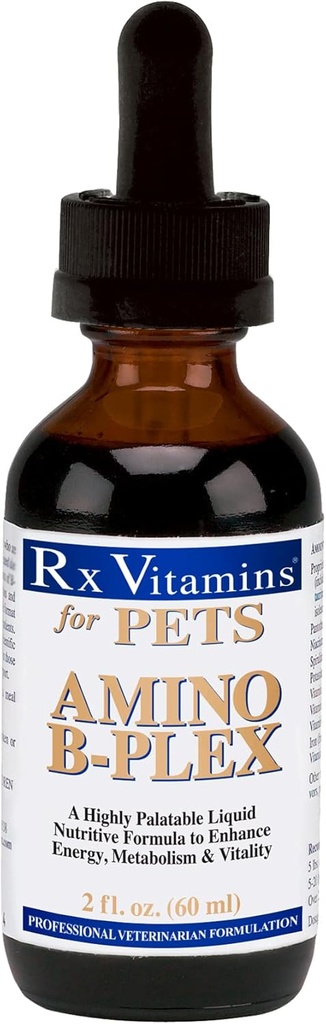 Rx Vitaminleri Evcil hayvanlar için B Plex - B Vitamin Kompleksi Artı Deri ve Kediler için Asitler - Köpeklerin ve Kedilerin Total Body Support - 2 oz.