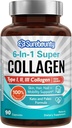 Multi Collagen Kompleksi, Tip I, II, III, 6in-1 Super Collagen ile C, Hyaluronic Acid, Biotin, Turmeric, Black Pepper, Keto, 90 Capsules