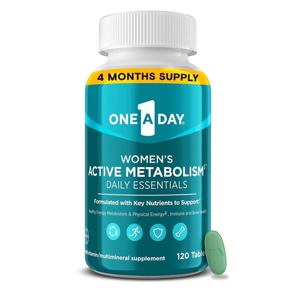 Bir Günlük Kadının Aktif Metabolism Daily Essential, Kadınlar için Multivitamin, Metabolism Desteği, 8 B-Vitamins, Vitamin D, Magnezyum & More,120