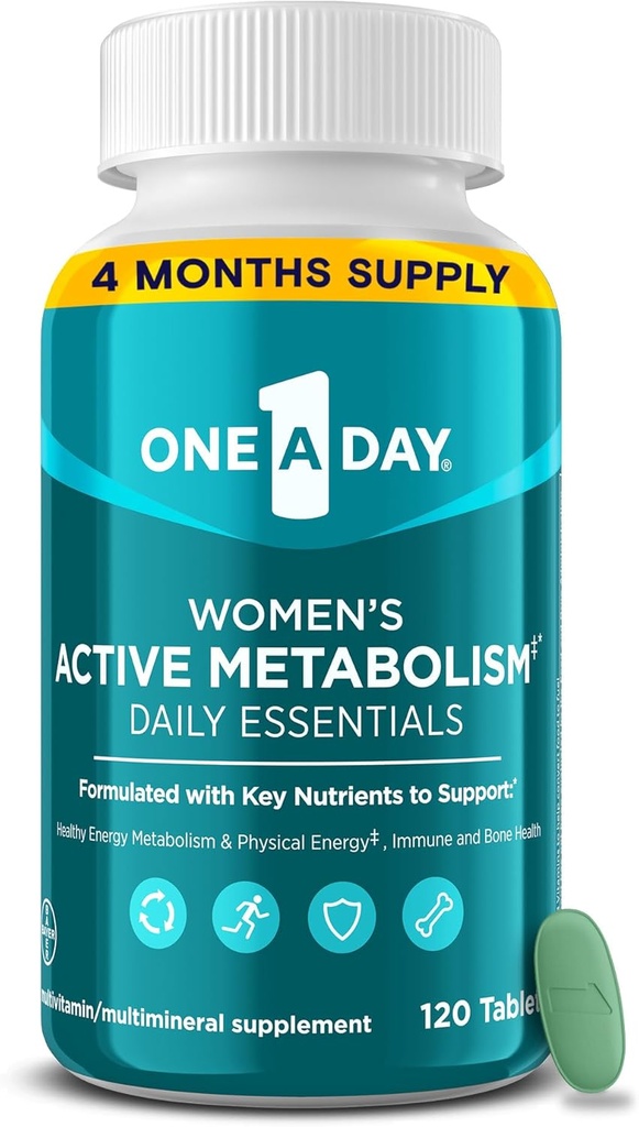 Bir Günlük Kadının Aktif Metabolism Daily Essential, Kadınlar için Multivitamin, Metabolism Desteği, 8 B-Vitamins, Vitamin D, Magnezyum & More,120
