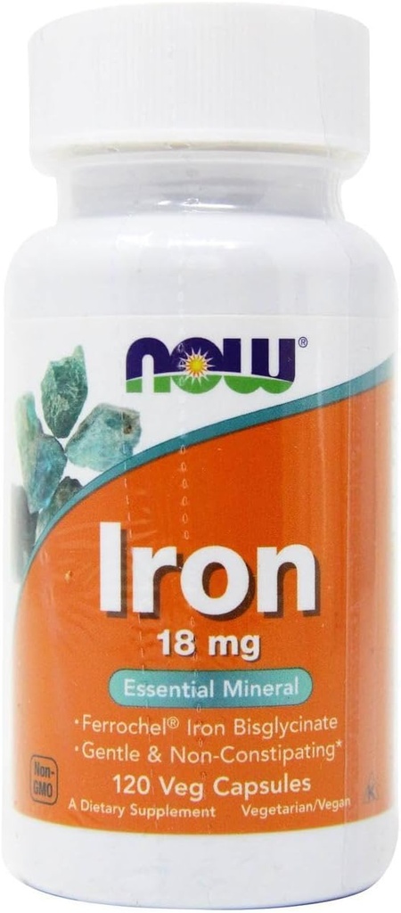 Şimdi Gıdalar Demir Ferrochel (r), 120 Vcaps 18 mg (Pack of 2)