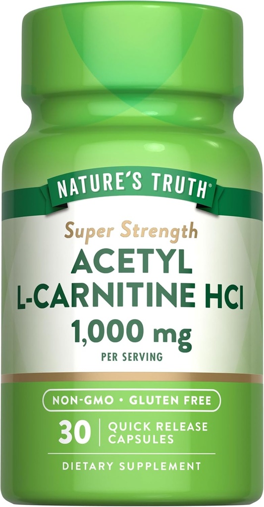 Nature's Truth Acetyl L-Carnitine 1000 mg | 30 Capsules | Super Strength | Non-GMO & Gluten Free ALCAR Tamam Tamam Tamam Tamam