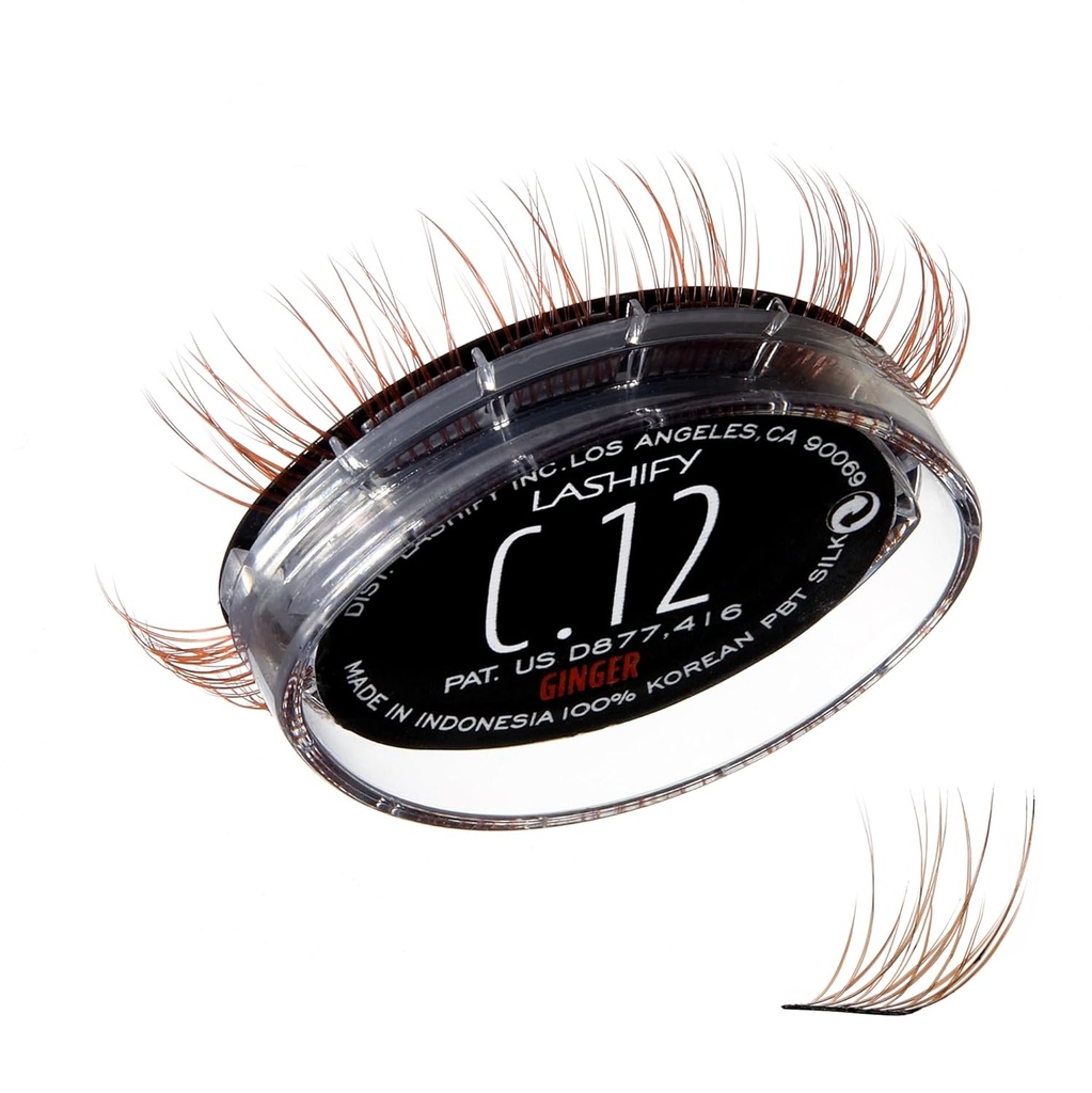 Lashify Curl 12mm Gossamer Eyelash Emeklileri Yeniden Kazanır, Ginger Color, DIY Bir Doğal Bakış için Sahte Lashes