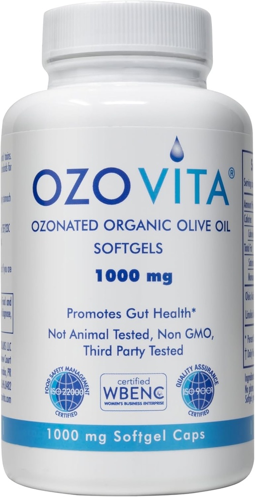 Yüksek Potency Ozonated Organic Ekstra Virgin Zeytinyağı Yumuşakgels 1000 mg | Immune Support & Gut Health | Organik Oksijen Infüzyonu | 60 Softgels