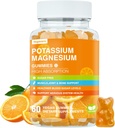 Κάλιο Μαγνήσιο Gummies - Υψηλή Απορρόφηση Μαγνήσιο Γλυκινικό & Κιτρικό Κάλιο Plus Συνένζυμο Q10, DHA, D3, Ορυκτό & Ασβέστιο για Zzz, Πόδι Κράμπες & Μύες - 60 Πορτοκαλί Gummies