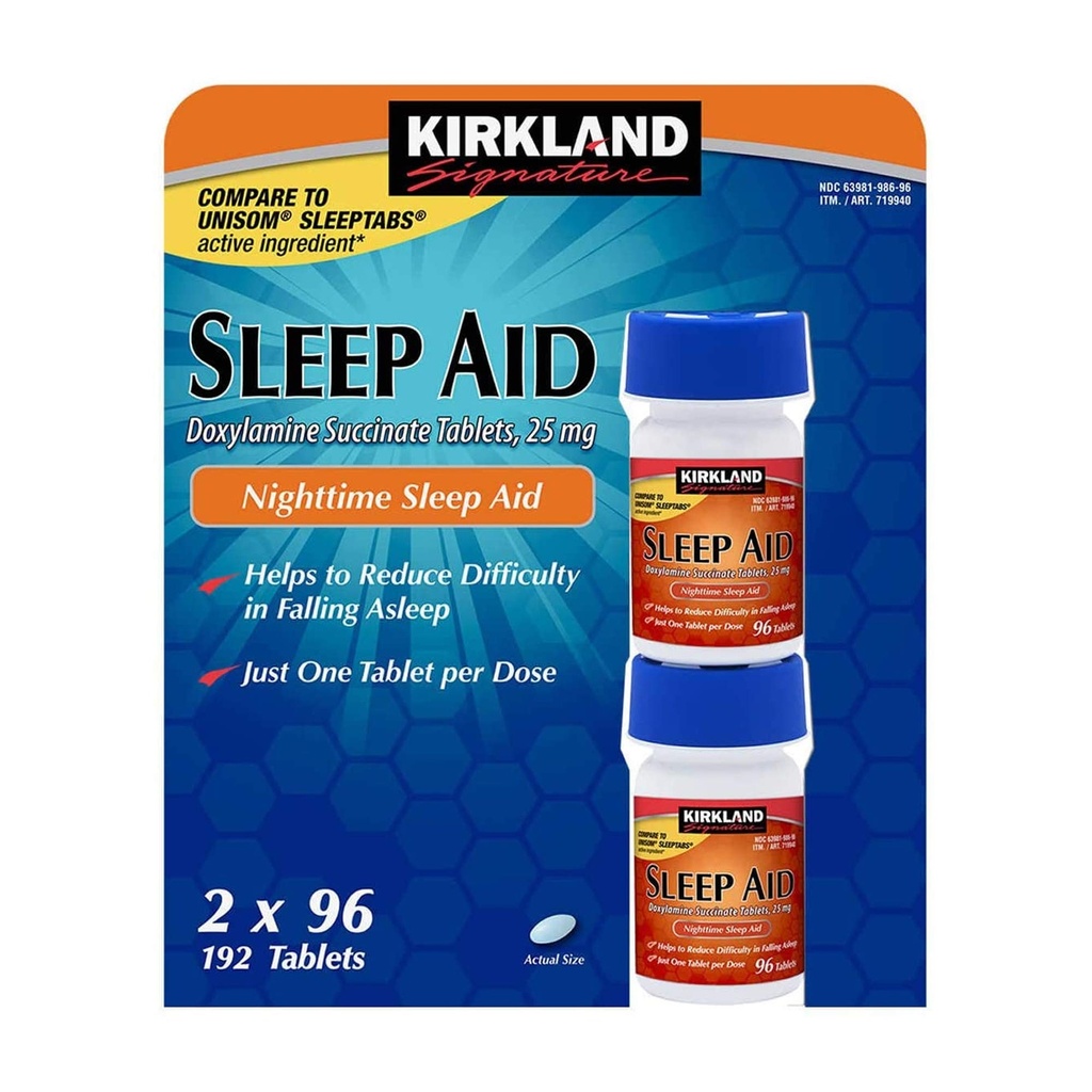 Kirkland Sleep Aid Δοξυλαμίνη Ηλεκτρικό 25 mg 192 δισκία