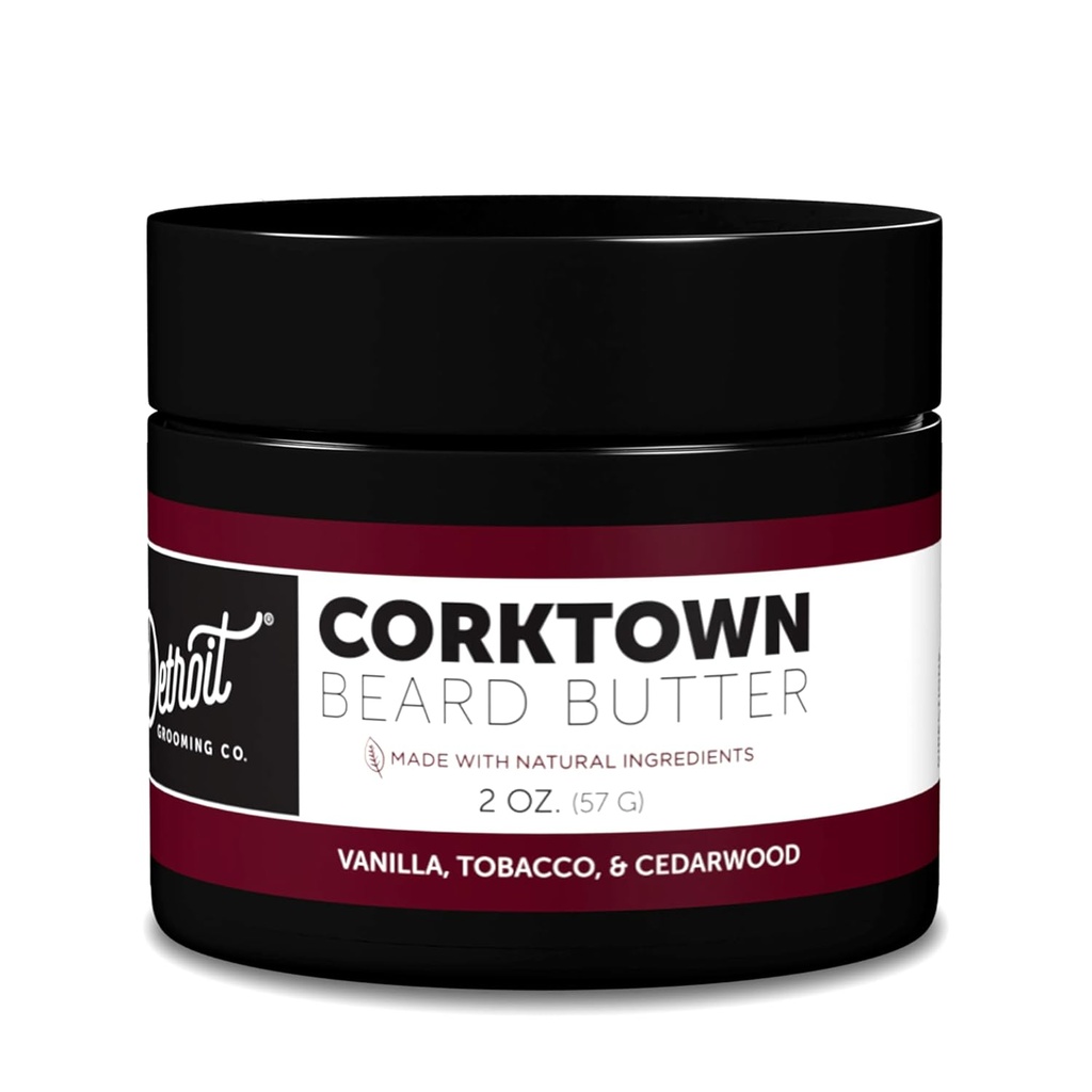 Detroit Grooming Co. Beard Butter for Men | Softens, Sabens & Hydrates with Safflower Oil & Shea Butter | Corktown Scent, 2oz