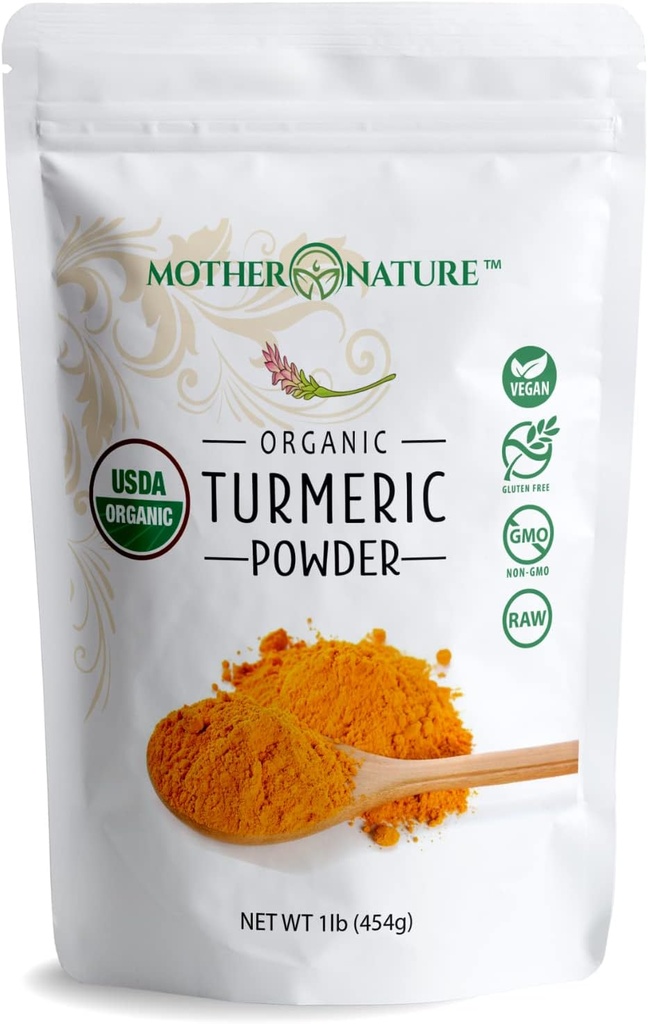 Curcumin ile Organik Turmeric Toz - Hint Grown Turmeric Root (1lb, 16Oz) - Güçlü Ortak disk Yardımı, Swelling, Antioksit - Vegan, Gluten-Free, Non-GMO & Dairy-Free, Non-GMO & Dairy-Free