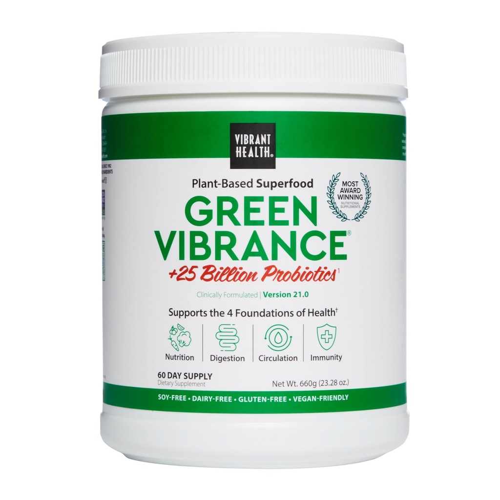 Vibrant Health, Green Vibrance, Vegan Superfood Toz, Boost Energy, 60 Hizmet