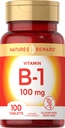 B1 100 mg (Thiamine) - 100 Kont - Vejetaryen, Non-GMO & Gluten Free Supplement - by Nature's Awards