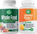Erkekler ve Kadınlar için Tüm Gıda Çok Vitamini Artı Liposomal Vitamin C Yüksek Abhidrasyon Vegan Capsules