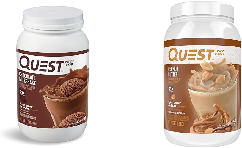 Quest Chocolate Milkshake protein Toz, 22g protein, 1g Sugar, Low Carb, Gluten Free, 3 Pound, 43 Hizmet & Peanut Butter Protein Toz, 23g Protein, 1g Sugar, Low Carb, Gluten Free Carb, Gluten Free Carb, Gluten Free, 3 Pound, 43 Hizmet & Peanut Butter Protein Tozu, 23g Protein, 1g Sugar, Low Carb, Gluten Free Carb, Gluten Free Carb, Gluten Free Carb