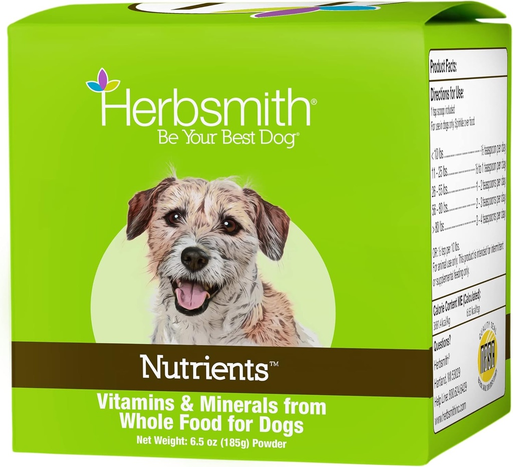 Herbsmith Nutrients Superfood Dog Multivitamin Tüm Gıdalardan Kibble veya DIY Raw'u Yaşlılara - 6.5 oz