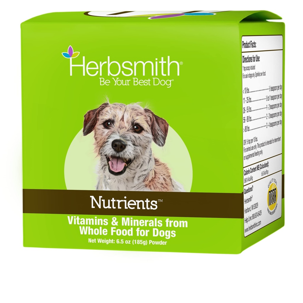 Herbsmith Nutrients Superfood Dog Multivitamin Tüm Gıdalardan Kibble veya DIY Raw'u Yaşlılara - 6.5 oz