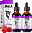 Köpek Multivitamin,15 1 Köpek Multivitamin Sıvı Ölçeği Tamamlar, Kalp Sağlığı için Köpek Vitaminleri, Bones, Joint, Skin & Coat, Bladder, Immune System Support 60 ml-2par