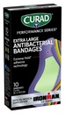 CURAD Performans Dizileri IRONMAN Antibacterial Bandages, Extreme Hold Prestige Technology, Ekstra Büyük Esnek Kumaş Cuts, Yararlı Renkler, 2 x 4 inç, 10 Kont