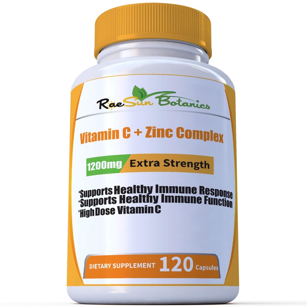 Yüksek Dose Ekstra Kuvvet 1200 C + çinko Kompleksi Immune Support Health 120 Capsule 2 Ay Supply Veggie Capsule Non-GMO Gluten Free Vegan