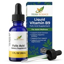 Υγρή Βιταμίνη Β9 Folic Acid Συμπληρώματα - VIT Β σταγόνες για τον εγκέφαλο & την πυγμή λειτουργία, Ηπατική Υποστήριξη - Χωρίς γλουτένη, Μη ΓΤΟ, Vegan - Συμπλήρωμα διατροφής για ενήλικες - 1 fl. oz.