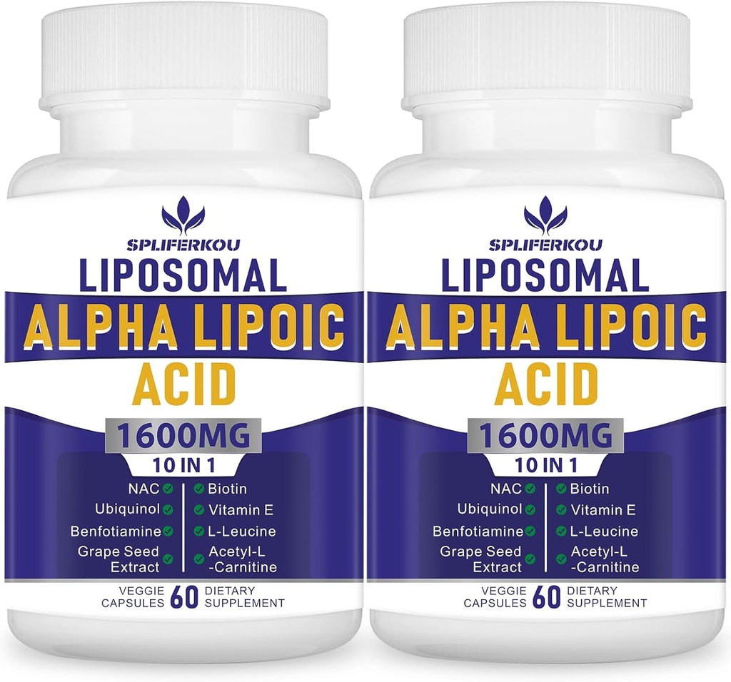 Liposomal Alpha Lipoic Acid 1600 mg per Service,Alpha Lipoic Acid Nutritional Supplements for Antioxy Health,Energy and Metabolism-Gluten Free&Non GMO 120 Capsules