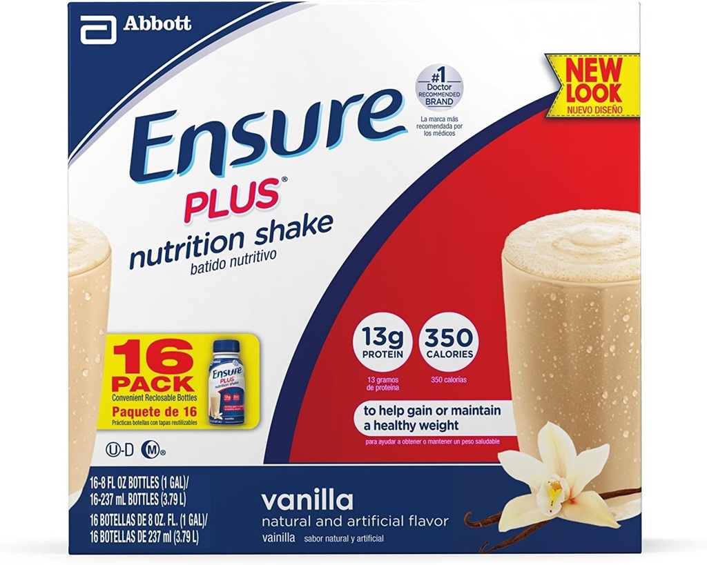 Εξασφαλίστε συν Shake διατροφής, Vanilla, 8 ουγγιές, 16 καταμέτρηση