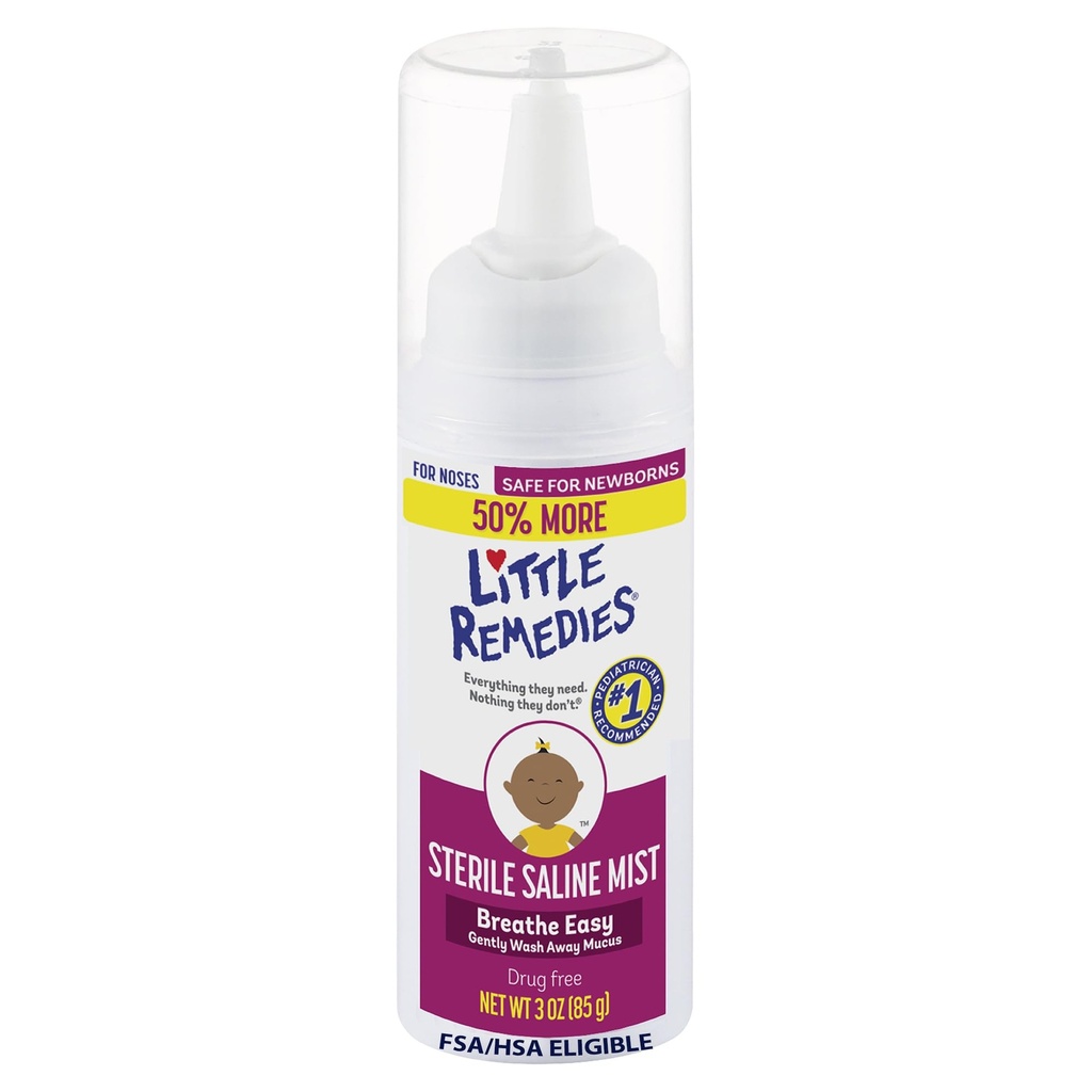 Little Remedies Sterile Saline Nasal Mist, Newborns için Güvenli, 3 oz