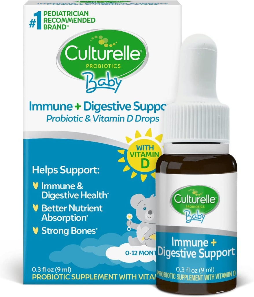 Culturelle Baby Probiyotik + Vitamin D Grow & Thrive Drops, 0.30 oz, Infant Probiyotiks Supplement, Supports Health Development