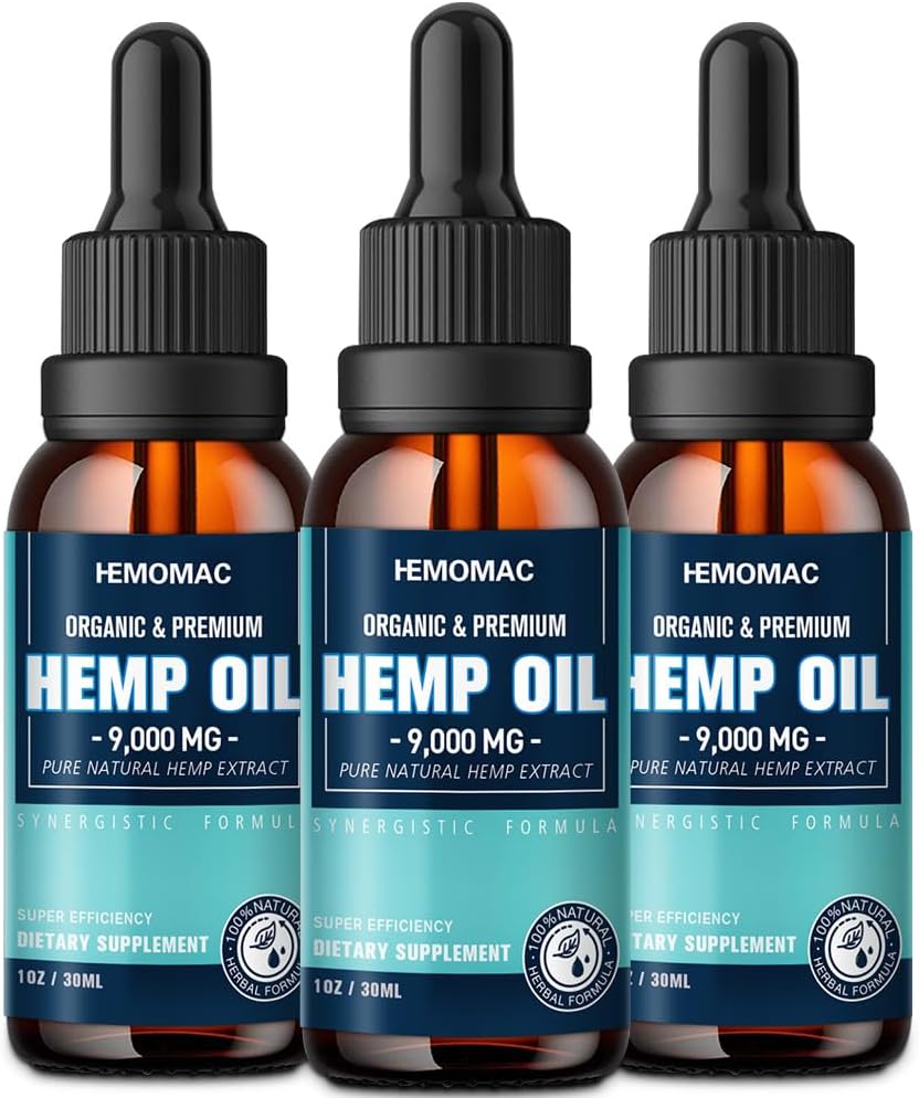 Hemp Oil (3-Pack) Yüksek Potency - En Güçlü Doğal Hemp Drops Organic Tincture with Vegan, Non-GMO 0701