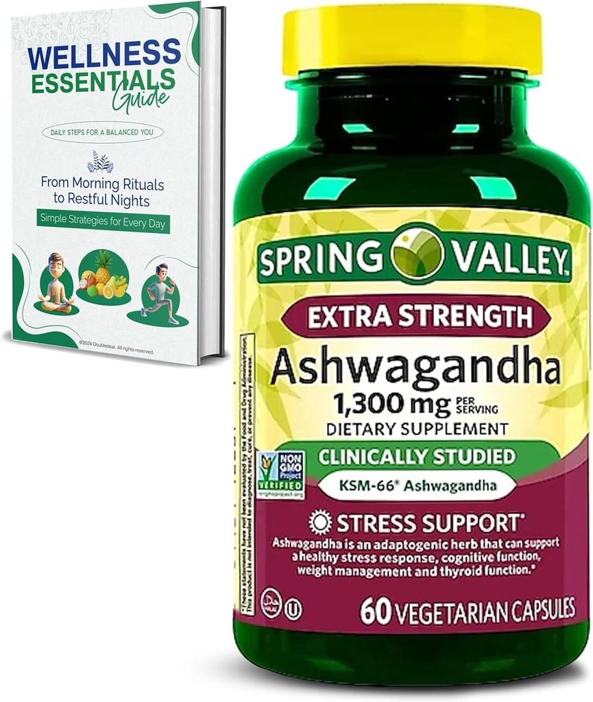 Ekstra Kuvvet Ashwagandha 1300 mg, 60 Vegetarian Capsules - Stres ve Bilişsel Destek - Holistic Wellness, Soy Free, Gluten Free & Lactose Free