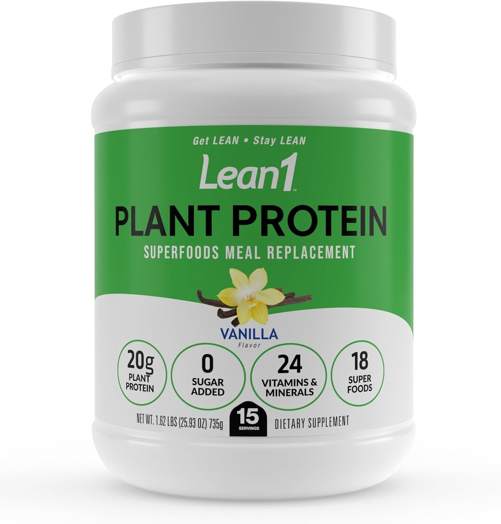 Lean1 Plant Based protein Toz, Mealchange, Vanilla Flavor, Temiz Protein, 15 Hizmet