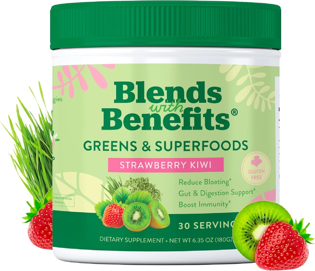 Super Greens Toz w/Probiyotikleri, Digestive Enzymes, Sugar & Gluten Free, Plant Based Superfood Drink Mix for Gut Health, Bloating, Immunity, General Health, 6.35 oz