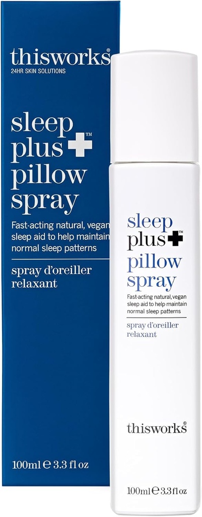 The Works sleep plus μαξιλάρι spray Γρήγορη δράση Φυσικό υπόλοιπο με αιθέρια έλαια της Λεβάντας, Vetifert και χαμομήλι, 100ml, 3.3 fl oz