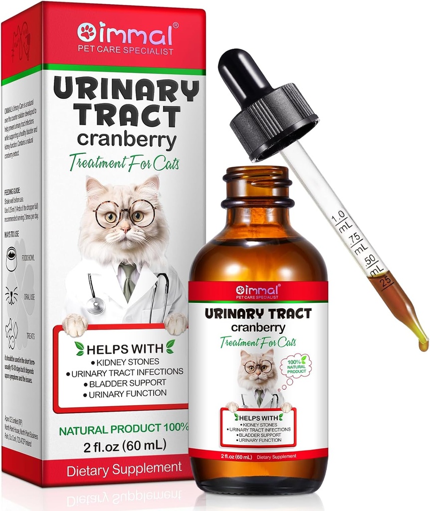 Kediler için Urinary Tract, Doğal Kedi Urinary Tract Enfeksiyon Tedavisi Dayanıklılık Desteği Bladder, Kidney Stone, Cat UTI, Cranberry Kidney Bladder Support Supplement, Chicken Flavor - 60 ml / 2.02oz