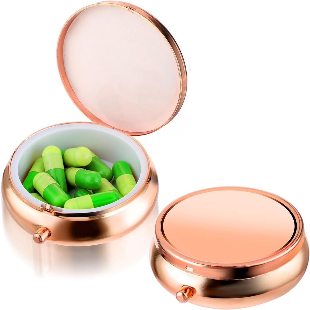 Pill Box Purse & Pocket Medicine Organizer Seyahat Pillbox Su Pill Case Metal Pill Konteynere For Vitamins, Fish Oil, Supplements (Rosealtı)