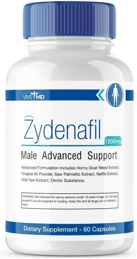 VIVE MD Zydenafil χάπια για άνδρες Advanced Formula - Zydenafil αρσενικά χάπια - Zydenafil 1200mg για μέγιστη δύναμη με Tongkat Ali, Saw Palmetto, Horny Goat Κριτικές (60 κάψουλες)