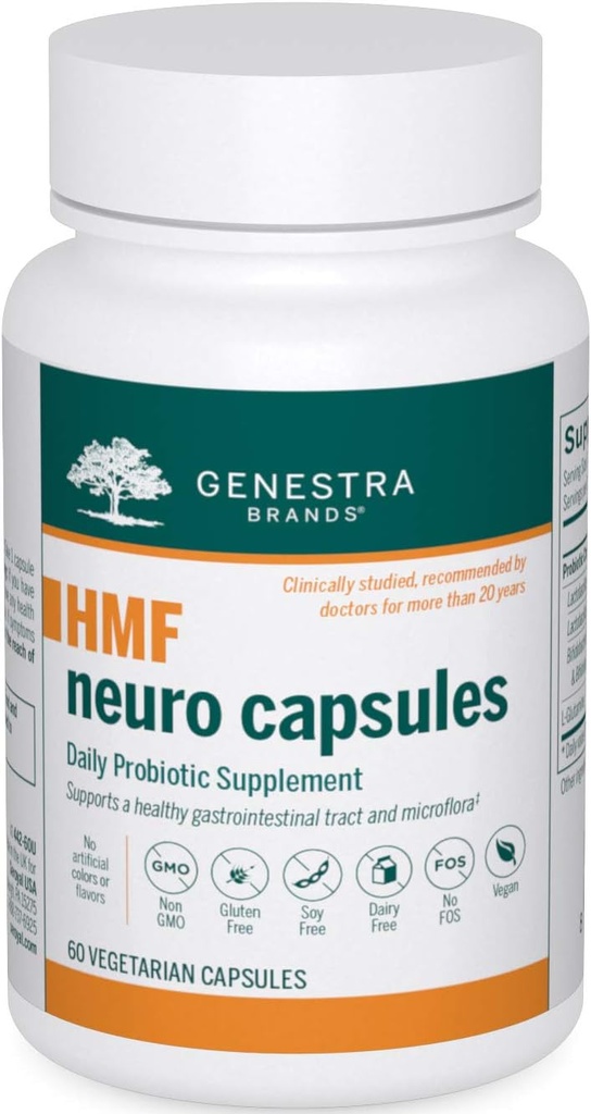 Genstra Brands HMF Nöro Capsule - Kadınlar, Erkekler ve Çocuklar Probiyotikler - Gut Health - 60 Capsules
