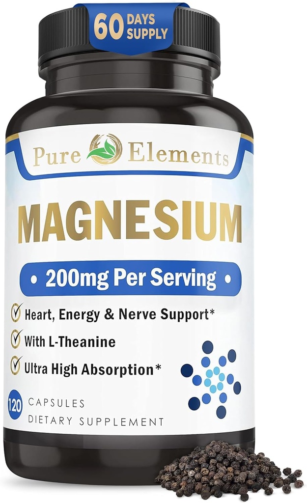 Magnezyum Glycinate with L-Theanine,P properties and Black peper - Ultra High Abxia, 120ct