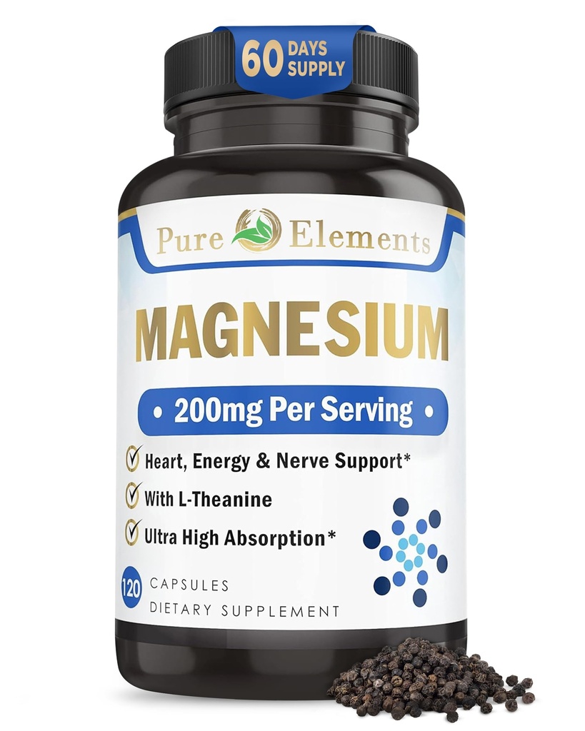Magnezyum Glycinate with L-Theanine,P properties and Black peper - Ultra High Abxia, 120ct