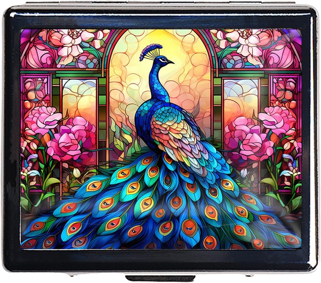 Silver Vintage Pill Box 7 Gün Metal Pill Box with Mirror and 8 Karşılaştırmalı Seyahat Pill Organizer For Purse (Peacock)