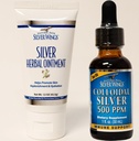 Natural Path Silver Wings Συμπληρώματα - Κολλοειδής Ασημί 500 ppm (1 oz / 30 ml) Ανοσοποιητική Υποστήριξη Plus Herbal Ointment 250 ppm (1,5 oz)