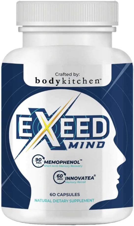 Body Kitchen EXEED Mind Crafted Supports mental Clarity, Cognitive Function, with Memool, Lutemax 20/20, InnovaTea, Veggie Caps, 60 Kont Count Count Count