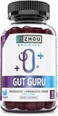 Zhou Gut Guru - Gummies για την υγεία Gut για άνδρες και γυναίκες, Prebiotic και Probiotic Fiber συμπλήρωμα για την υγεία Digestion και Gut - 60 Vegan Gummies