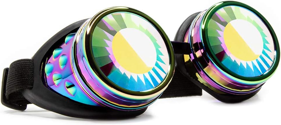 GloFX Polykro Wormhole Kaleidoskop Goggles - Festival Rave Kostüm Cosplay Prism EDM 3D Kaynak Goggles