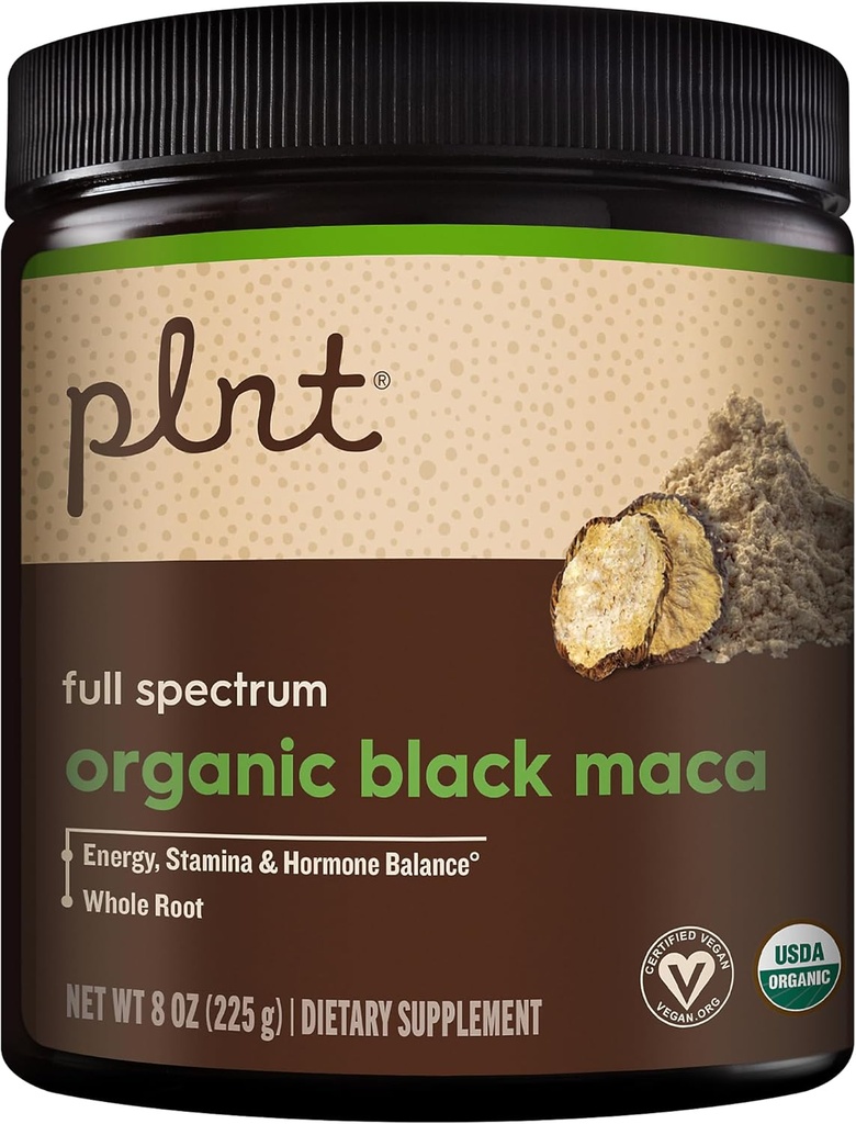 Organik Black Maca Toz Full Spectrum - Enerji Destekleri, Stamina, ve Hormon Dengesi (8 oz. /45 Hizmet)